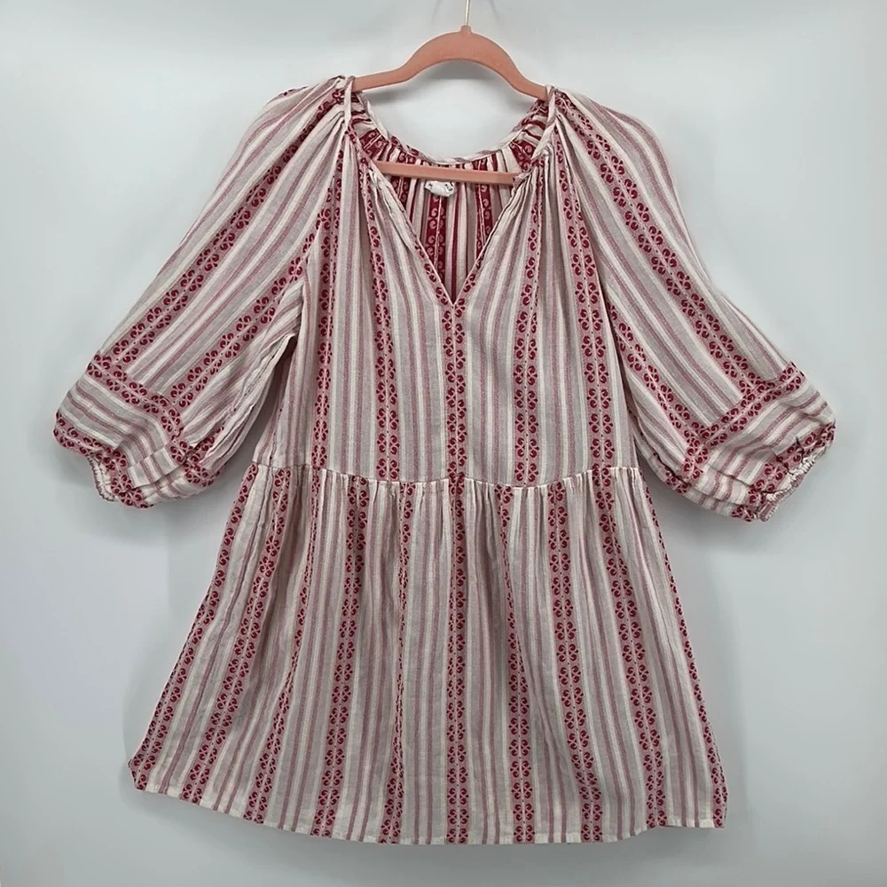Velvet by Graham & Spencer Red and White Bishop Sleeve Sundress Sz Small‎